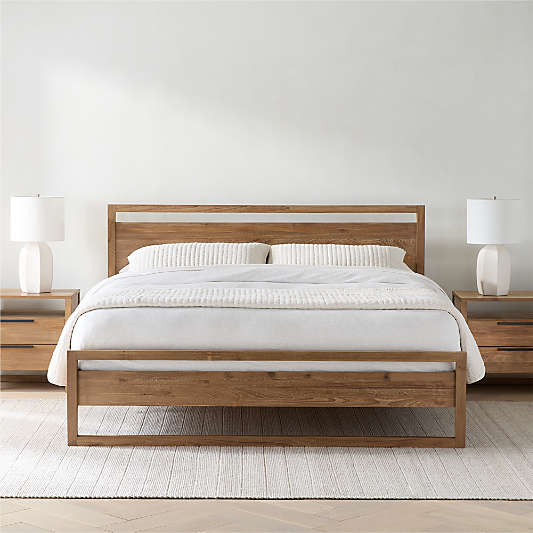 Linea Natural Teak Wood Bed