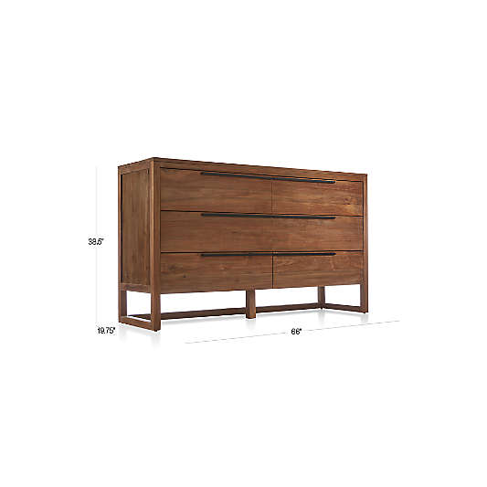 Linea Natural Teak Wood 6-Drawer Dresser