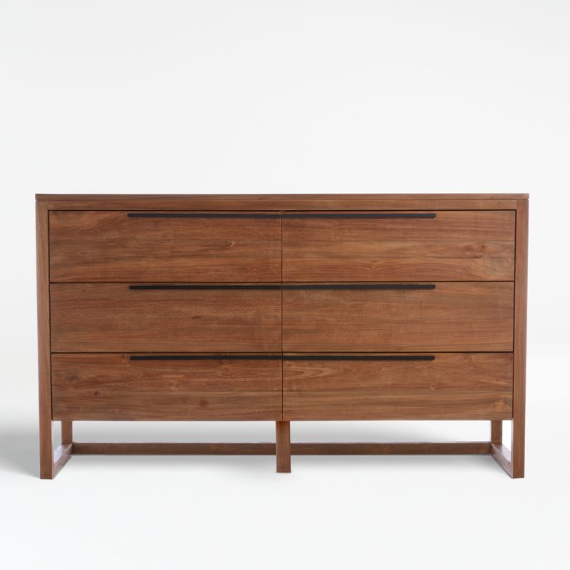 Linea Natural Teak Wood 6-Drawer Dresser