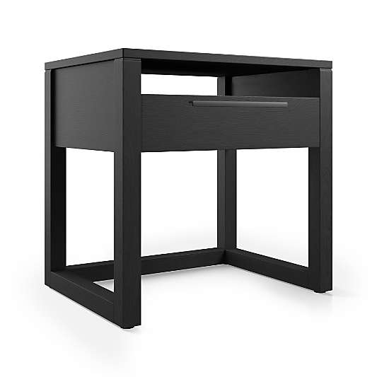 Linea Black Teak Wood Nightstand