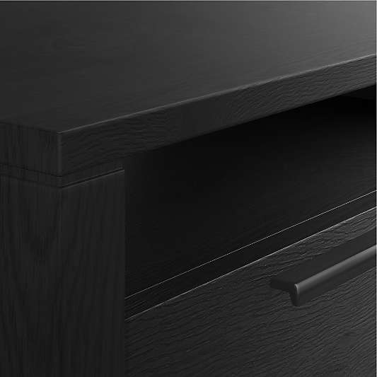 Linea 23" Black Teak Wood Nightstand