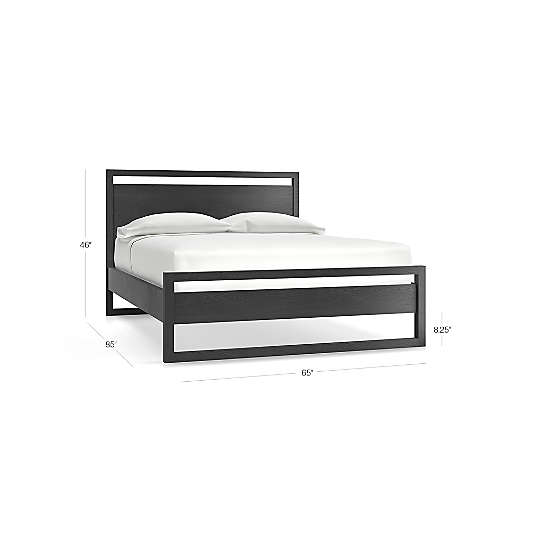 Linea Black Teak Wood Queen Bed