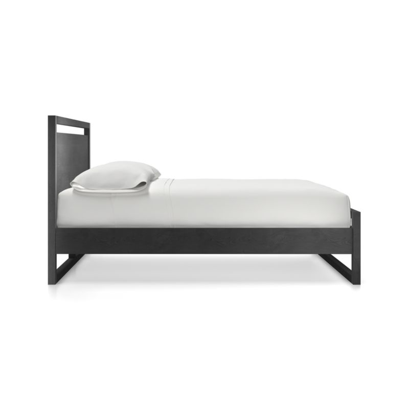 Linea Black Teak Wood Queen Bed