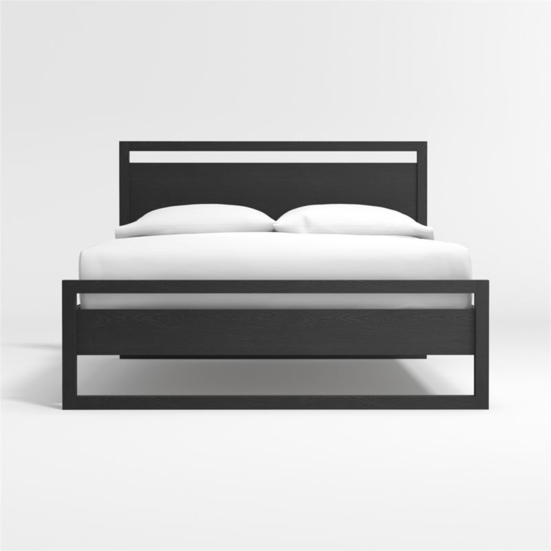 Linea Black Teak Wood Queen Bed