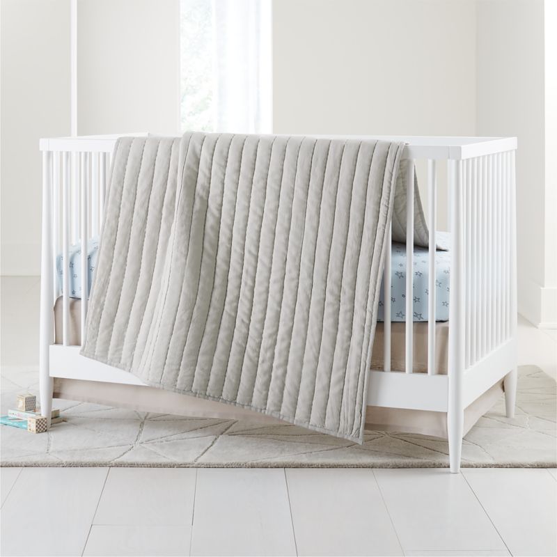 Warm Grey Linen Baby Crib Quilt - image 0 of 10