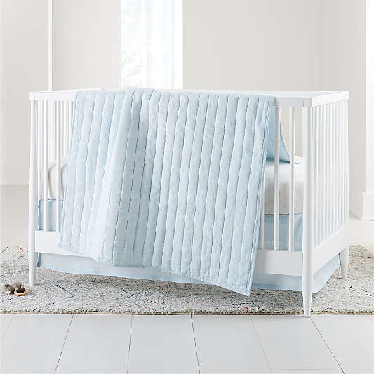 Linen Baby Quilt Light Blue