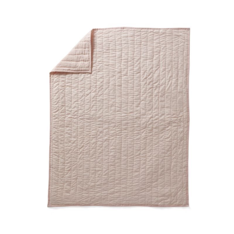 Light Pink Linen Baby Crib Quilt - image 3 of 8