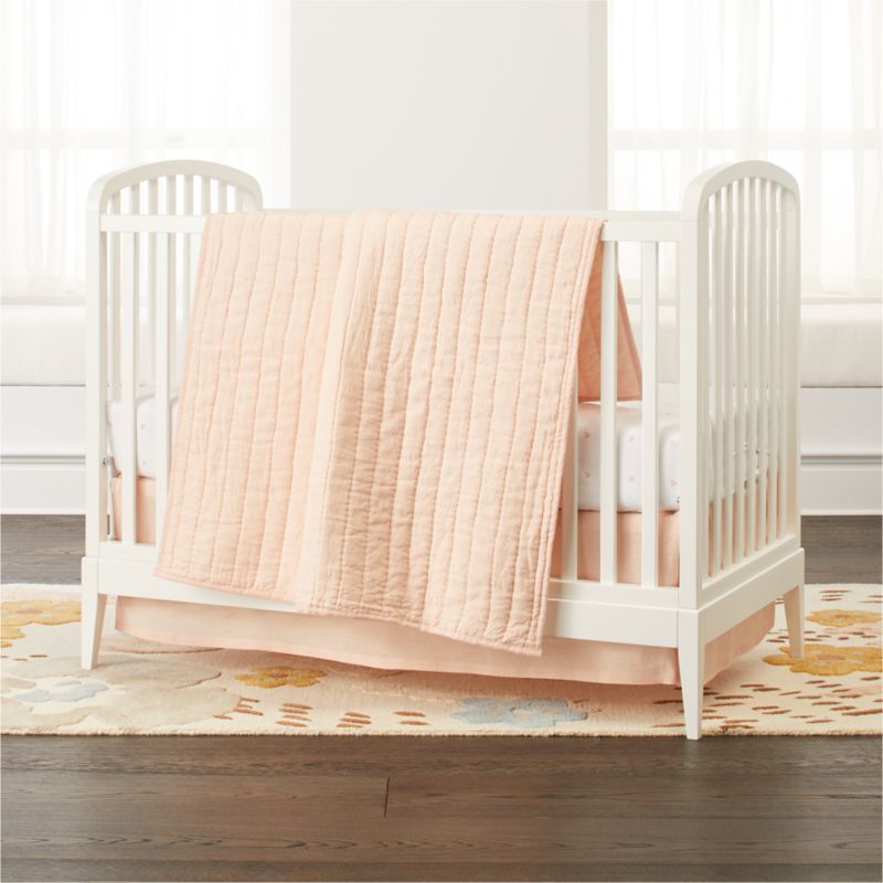 Light Pink Linen Baby Crib Quilt - image 0 of 8