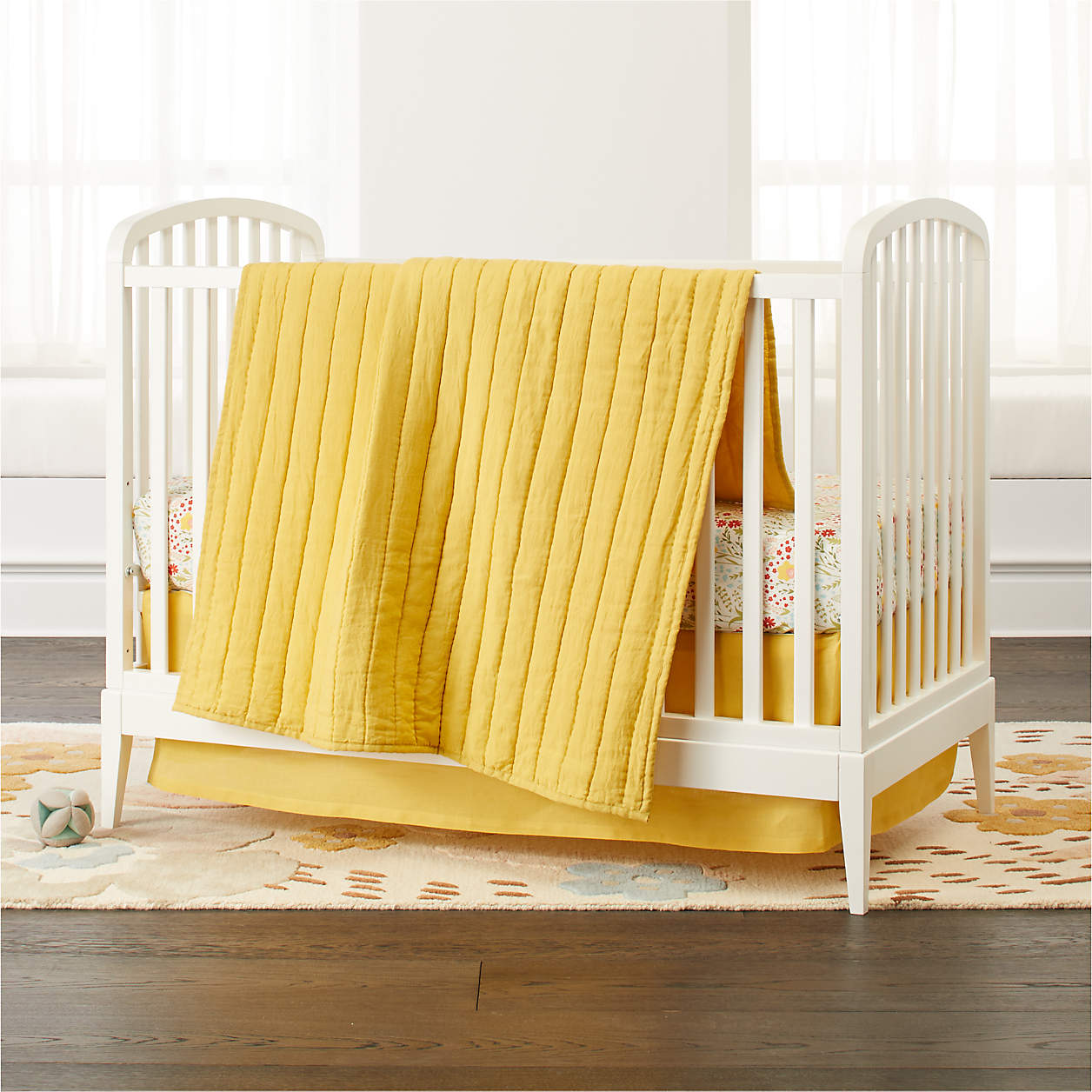 Dark Yellow Linen Baby Crib Quilt + Reviews | Crate & Kids