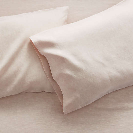 Pure Linen Blush King Pillowcases, Set of 2