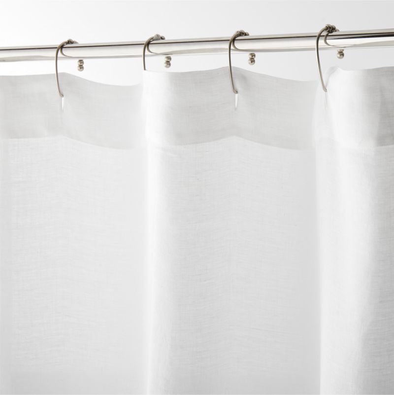 Linen Crisp White and Natural Taupe Border Shower Curtain - image 3 of 4