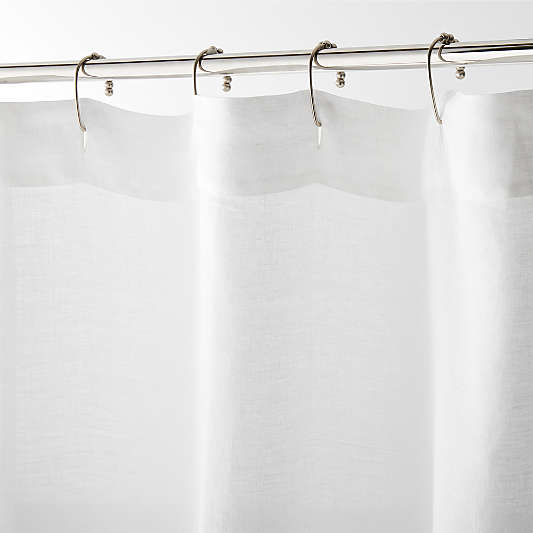 Linen Crisp White and Natural Taupe Border Shower Curtain