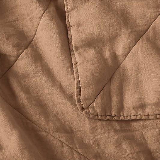 Linen Brulle Brown Quilted Pillow Shams