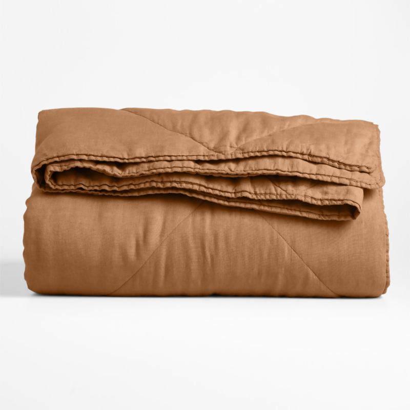 EUROPEAN FLAX ™-Certified Linen Brulee Brown Full/Queen Quilt