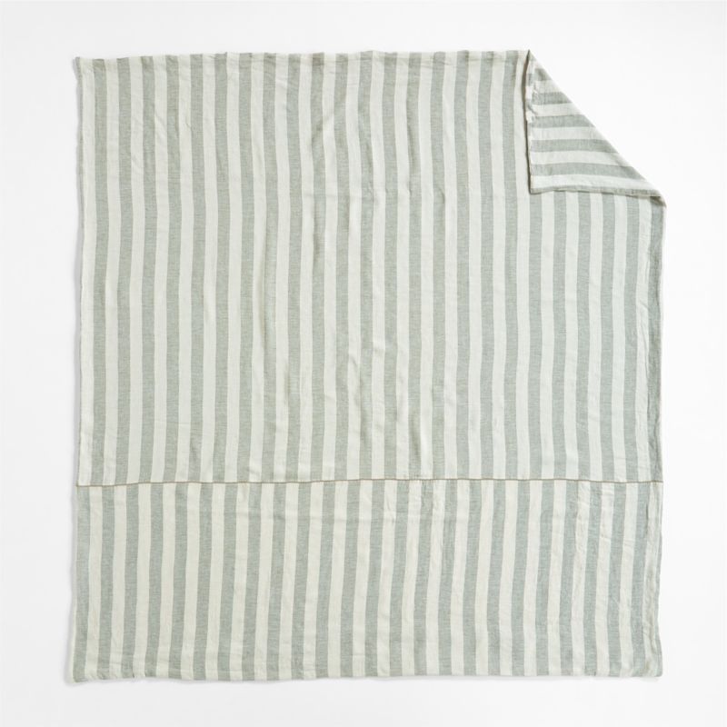 New Natural EUROPEAN FLAX ™-certified Linen Cabana Stripe Arcadia Tan/Burnt Green King Bed Pillow Sham - image 9 of 12