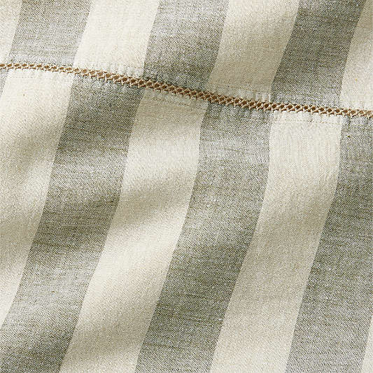 New Natural EUROPEAN FLAX™-Certified Linen Cabana Stripe Burnt Green Duvet Covers and Shams