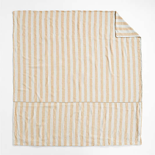 New Natural EUROPEAN FLAX ™-certified Linen Cabana Stripe Arcadia Tan/Savannah Yellow King Duvet Cover