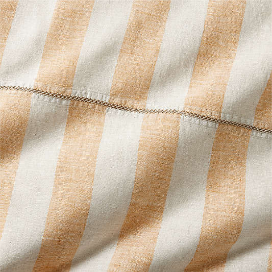 New Natural EUROPEAN FLAX™-certified Linen Cabana Stripe Arcadia Tan/Savannah Yellow Duvet Covers and Shams