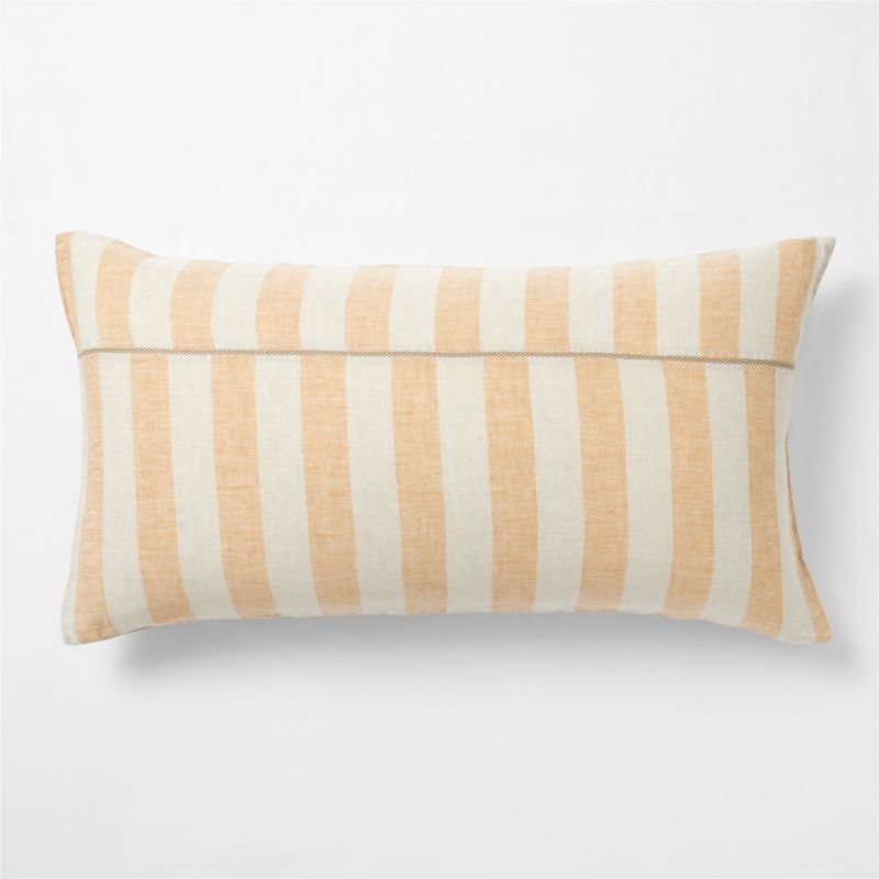 New Natural EUROPEAN FLAX ™-certified Linen Cabana Stripe Arcadia Tan/Savannah Yellow King Bed Pillow Sham - image 0 of 5