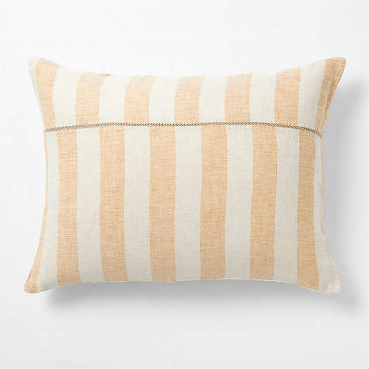 New Natural EUROPEAN FLAX ™-certified Linen Cabana Stripe Arcadia Tan/Savannah Yellow Standard Bed Pillow Sham