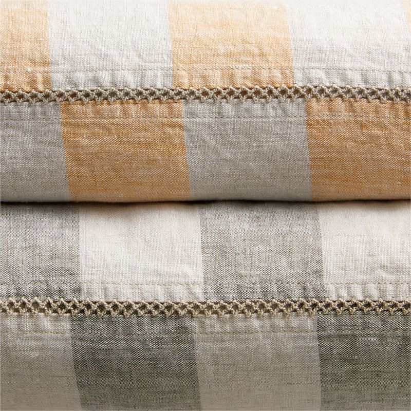 New Natural EUROPEAN FLAX ™-certified Linen Cabana Stripe Arcadia Tan/Burnt Green King Bed Pillow Sham - image 12 of 12