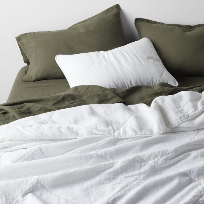 EUROPEAN FLAX -Certified Linen Crisp White Quilts | Crate & Barrel