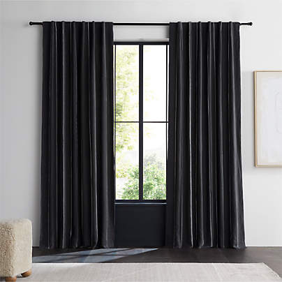 Storm Grey & Crisp White Linen Double Pinstripe Blackout Window Curtain Panel 52"x84"