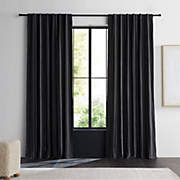 Storm Grey & Crisp White Linen Double Pinstripe Grid Blackout Window Curtain Panel 52"x108"