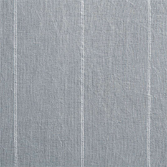 Mist Blue & Crisp White Linen Double Pinstripe Blackout Window Curtain Panel