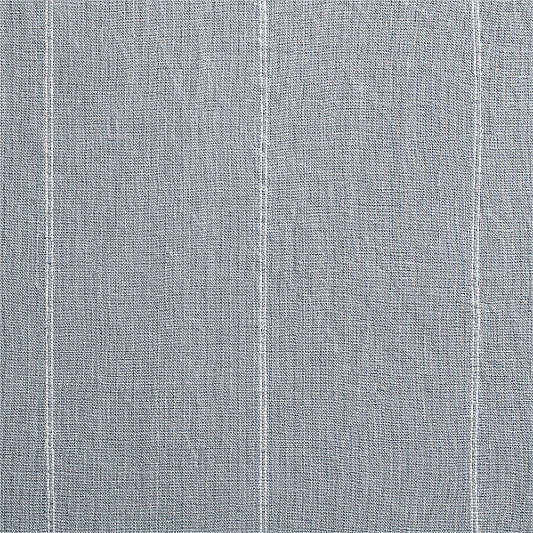 Mist Blue & Crisp White Linen Double Pinstripe Window Curtain Panel