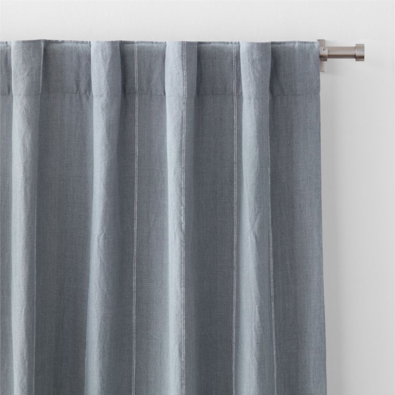 Mist Blue & Crisp White Linen Double Pinstripe Window Curtain Panel 52"x84" - image 2 of 6