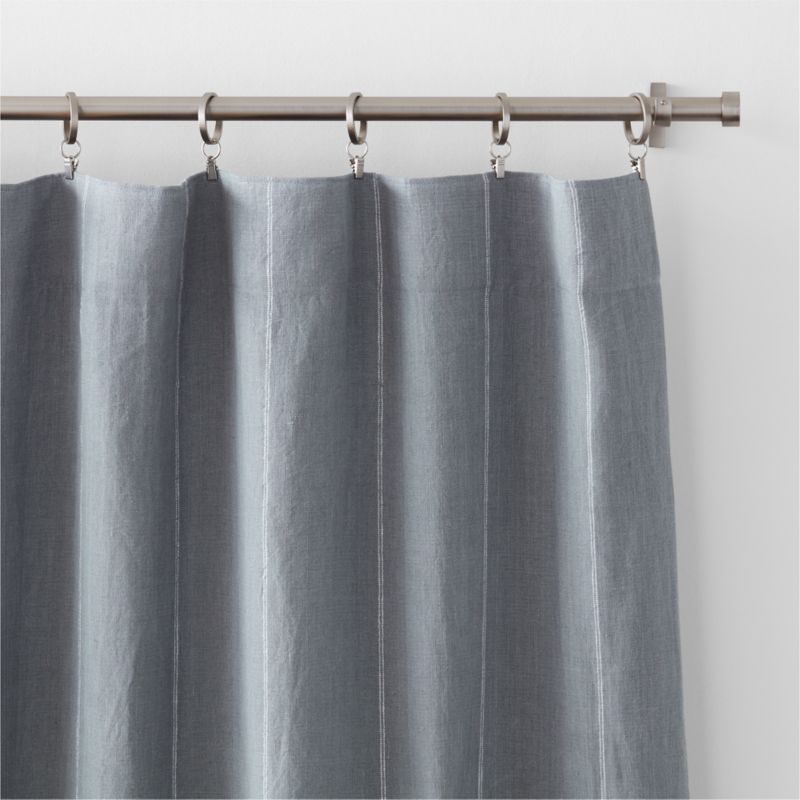 Mist Blue & Crisp White Linen Double Pinstripe Window Curtain Panel 52"x84" - image 1 of 6