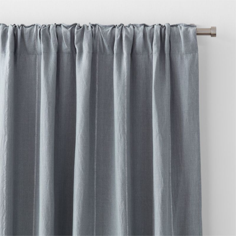 Mist Blue & Crisp White Linen Double Pinstripe Window Curtain Panel 52"x84" - image 3 of 6