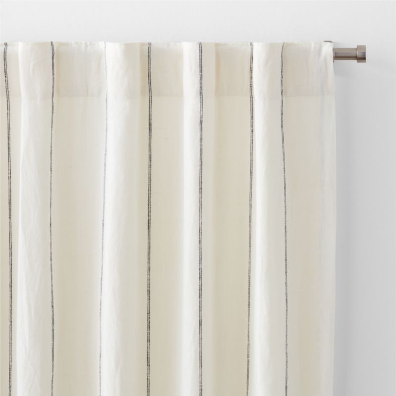 Pampas Ivory & Storm Grey Linen Double Pinstripe Blackout Window Curtain Panel 52"x84" - image 3 of 7