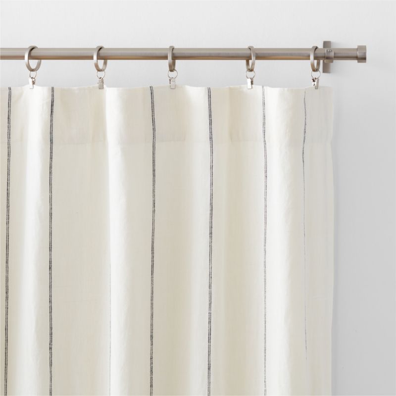 Pampas Ivory & Storm Grey Linen Double Pinstripe Blackout Window Curtain Panel 52"x84" - image 2 of 7