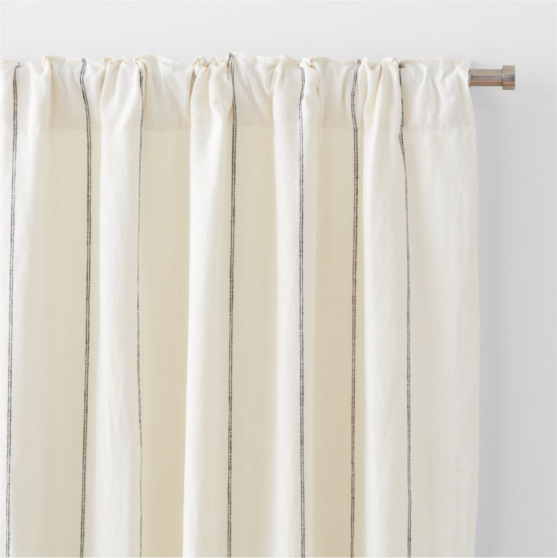 Pampas Ivory & Storm Grey Linen Double Pinstripe Blackout Window Curtain Panel 52"x84" - image 4 of 7