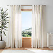Pampas Ivory & Storm Grey Linen Double Pinstripe Window Curtain Panel 52"x120"