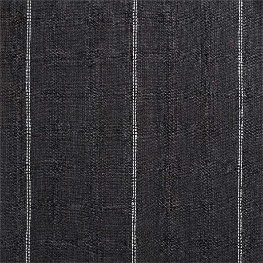 Storm Grey & Crisp White Linen Double Pinstripe Blackout Window Curtain Panel