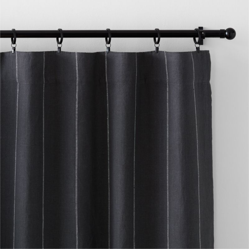 Storm Grey & Crisp White Linen Double Pinstripe Blackout Window Curtain Panel 52"x120" - image 2 of 7