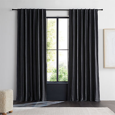 View Storm Grey & Crisp White Linen Double Pinstripe Window Curtain Panel 52"x84" details