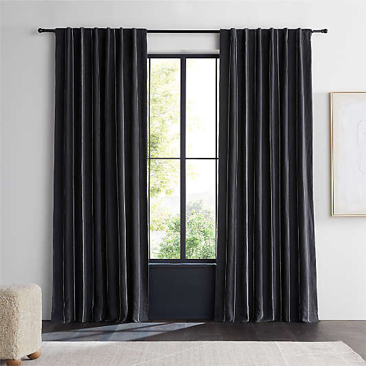 Storm Grey & Crisp White Linen Double Pinstripe Window Curtain Panel