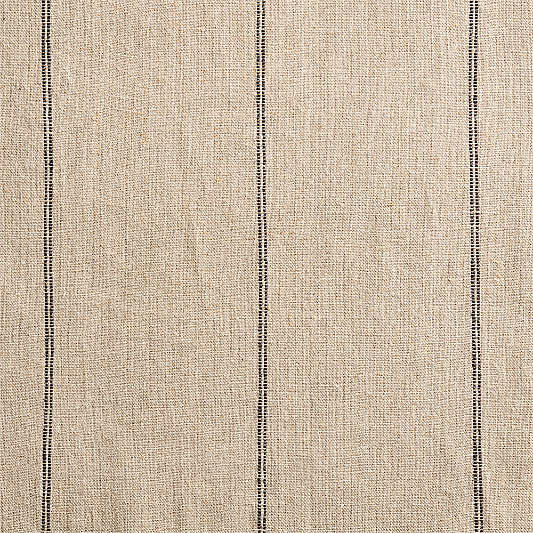 Warm Beige & Storm Grey Linen Double Pinstripe Window Curtain Panel 52"x120"