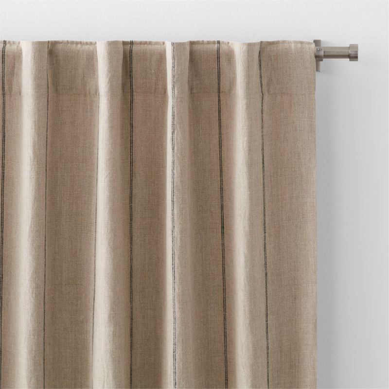 Warm Beige & Storm Grey Linen Double Pinstripe Blackout Window Curtain Panel 52"x84" - image 3 of 7