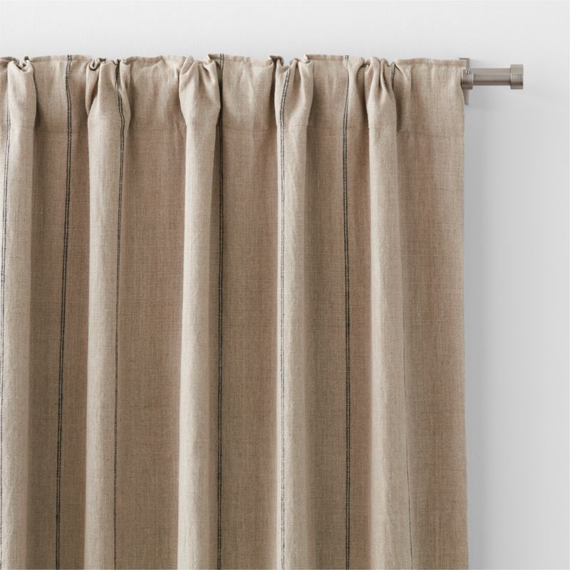 Warm Beige & Storm Grey Linen Double Pinstripe Blackout Window Curtain Panel 52"x84" - image 4 of 7