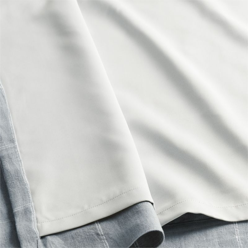 Mist Blue & Crisp White Linen Double Pinstripe Grid Blackout Window Curtain Panel 52"x120" - image 6 of 7