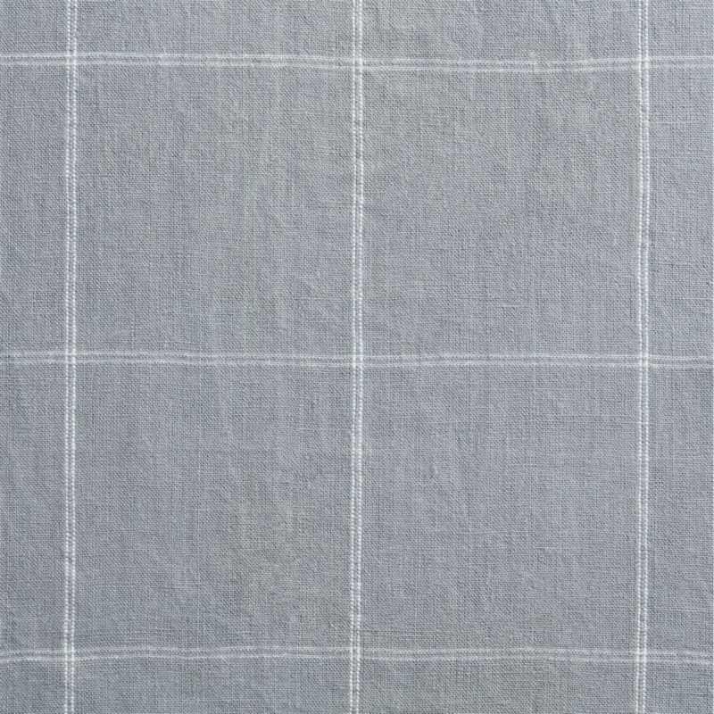 Mist Blue & Crisp White Linen Double Pinstripe Grid Window Curtain Panel 52"x96" - image 5 of 7