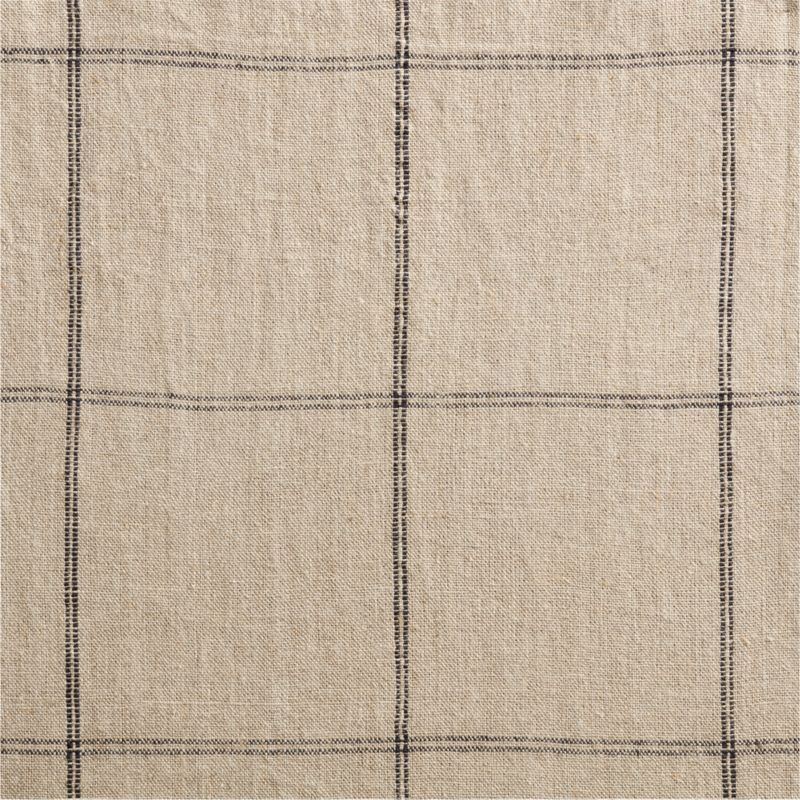 Warm Beige & Storm Grey Linen Double Pinstripe Grid Window Curtain Panel 52"x84" - image 7 of 9