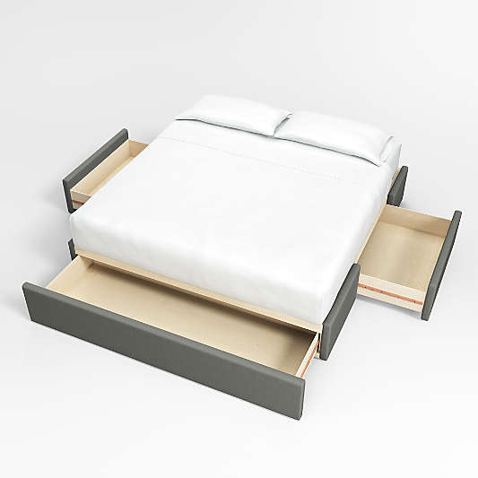 Meraux 56" Graphite Grey Upholstered King Headboard with Storage Bed Base