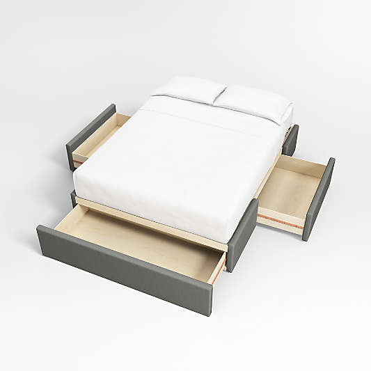 Graphite Grey Upholstered Storage Bed Base