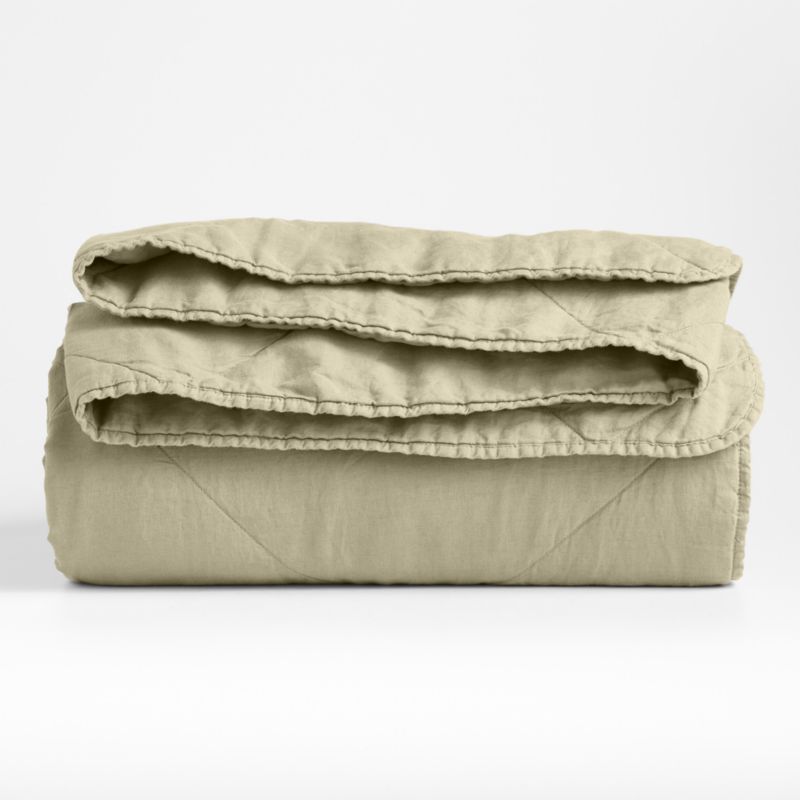 EUROPEAN FLAX ™-Certified Linen Garden Green Full/Queen Quilt